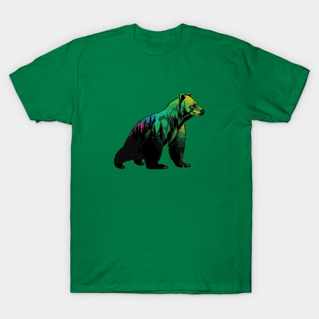 Bear Forest Double Exposure T-Shirt by ZombieTeesEtc